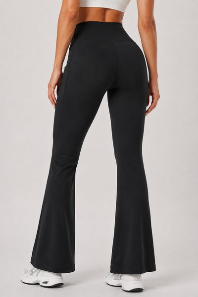 SparkNine Solara flare broek - M - zwart - hoge taille - uitlopend - voorzakken - stijlvol & comfortabel