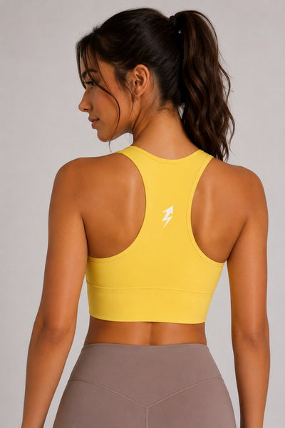 SparkNine Coreshield sportbeha - met ingebouwde pads - L - geel - push-up sport-bh - high impact ondersteuning - push-up - ademend