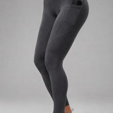 SparkNine Pacepocket dames sportlegging - met handige zakken - XXL - grijs - hoge taille - elastisch - squatproof - niet doorschijnend