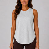 SparkNine Flexsplit tanktop - lange pasvorm - XS - grijs - mouwloos - met zijsplit - ademend - sporttop