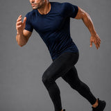 SparkNine Aeroflex heren sport t-shirt - strakke & aansluitende fit - M - blauw - ademend & sneldrogend - elastisch