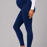 SparkNine Mamamove maternity legging - L - blauw - zachte stof - comfortabel & ondersteunend - rekbaar - zwangerschapslegging