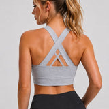 SparkNine Stride sport-bh - met uitneembare pads - XL - grijs - cross-back - medium support - zacht & elastisch materiaal
