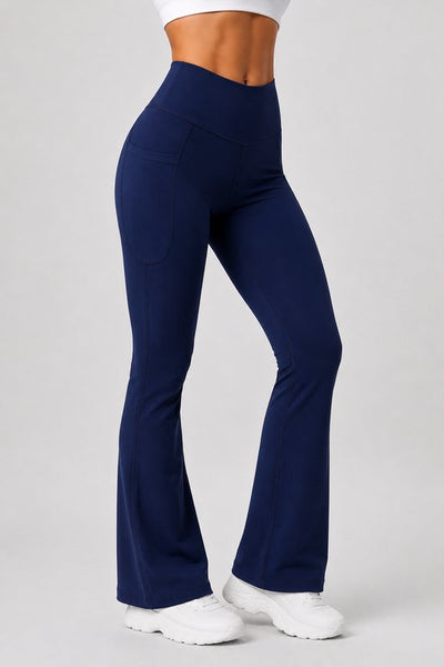 SparkNine Serenaflare dames legging - flare pants - met zakken - S - blauw - hoge taille - stijlvol - elastisch