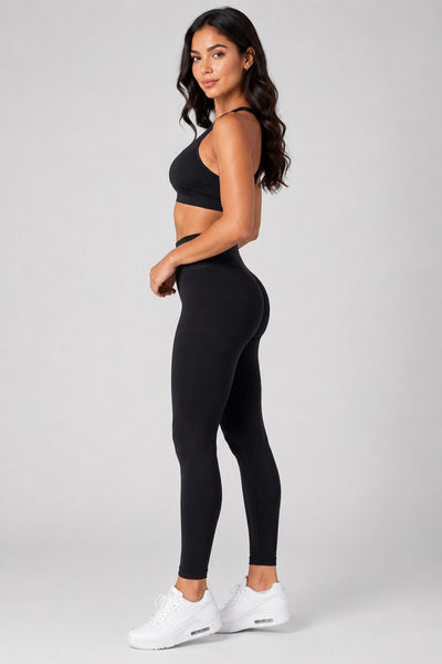 SparkNine Pureflow dames sportlegging - extra zachte stof - L - zwart - hoge taille - buikcontrole - booty lift - but crunch - ademend - elastisch