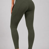 SparkNine Pacepocket dames sportlegging - met handige zakken - XXL - groen - hoge taille - elastisch - squatproof - niet doorschijnend