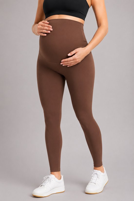 SparkNine Mamamove maternity legging - L - bruin - zachte stof - comfortabel & ondersteunend - rekbaar - zwangerschapslegging