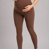 SparkNine Mamamove maternity legging - L - bruin - zachte stof - comfortabel & ondersteunend - rekbaar - zwangerschapslegging