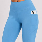 SparkNine Softflex zachte legging met zakken - dames sportlegging - comfy legging - M - lichtblauw - hoge taille - elastisch - zacht materiaal - comfortabel