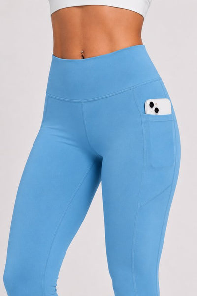 SparkNine Softflex zachte legging met zakken - dames sportlegging - comfy legging - M - lichtblauw - hoge taille - elastisch - zacht materiaal - comfortabel