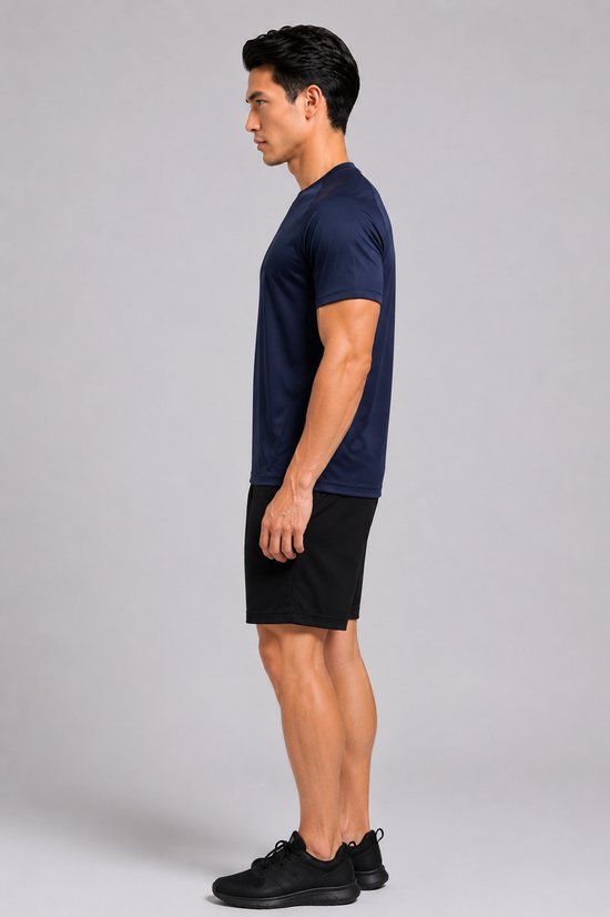 SparkNine Pulsegear sport t-shirt - heren - sneldrogend & ademend - S - donkerblauw - lichtgewicht - ideaal voor trainen, rennen & fitness
