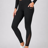 SparkNine Meshtone Sportlegging - S - zwart - mesh details & handige zakken - sportbroek - ademend & stijlvol - elastisch - squatproof