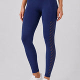 SparkNine Novawave sportlegging dames - squatproof - ademend - met zakken - XL - blauw - mesh panelen - elastisch & stijvol