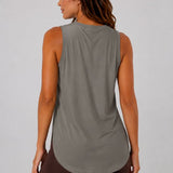 SparkNine Flexsplit tanktop - lange pasvorm - S - donkergrijs - mouwloos - met zijsplit - ademend