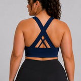 SparkNine Stride sport-bh - met uitneembare pads - XXL - blauw - cross-back - medium support - zacht & elastisch materiaal