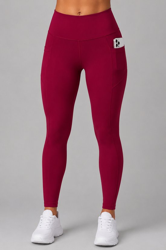 SparkNine Softflex zachte legging met zakken - dames sportlegging - comfy legging - XXL - rood - hoge taille - elastisch - zacht materiaal - comfortabel