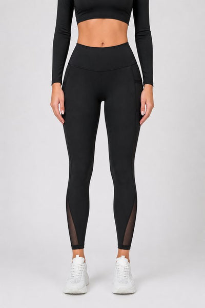 SparkNine Meshtone Sportlegging - S - zwart - mesh details & handige zakken - sportbroek - ademend & stijlvol - elastisch - squatproof