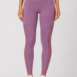 SparkNine Novawave sportlegging dames - squatproof - ademend - met zakken - L - roze - mesh panelen - elastisch & stijvol
