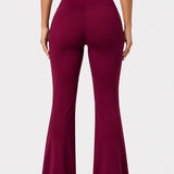 SparkNine Horizon flare broek - dames legging met zakken - petite pijplengte - S - rood - hoge taille - stijlvol & elastisch - sportlegging