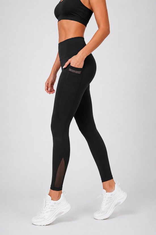 SparkNine Meshtone Sportlegging - XXL - zwart - mesh details & handige zakken - sportbroek - ademend & stijlvol - elastisch - squatproof