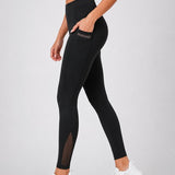 SparkNine Meshtone Sportlegging - XXL - zwart - mesh details & handige zakken - sportbroek - ademend & stijlvol - elastisch - squatproof