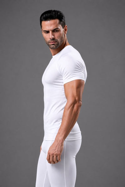 SparkNine Aeroflex heren sport t-shirt - strakke & aansluitende fit - XL - wit - ademend & sneldrogend - elastisch