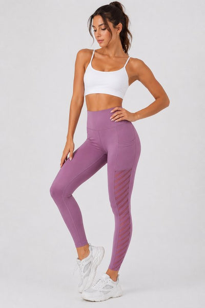 SparkNine Novawave sportlegging dames - squatproof - ademend - met zakken - M - roze - mesh panelen - elastisch & stijvol