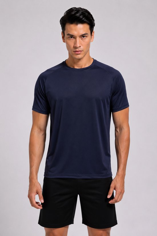 SparkNine Pulsegear sport t-shirt - heren - sneldrogend & ademend - S - donkerblauw - lichtgewicht - ideaal voor trainen, rennen & fitness