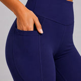 SparkNine Pacepocket dames sportlegging - met handige zakken - XS - blauw - hoge taille - elastisch - squatproof - niet doorschijnend