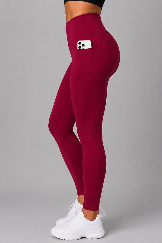 SparkNine Softflex zachte legging met zakken - dames sportlegging - comfy legging - S - rood - hoge taille - elastisch - zacht materiaal - comfortabel