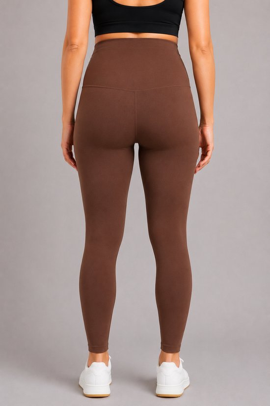 SparkNine Mamamove maternity legging - L - bruin - zachte stof - comfortabel & ondersteunend - rekbaar - zwangerschapslegging