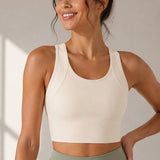 SparkNine Coreshield sportbeha - met ingebouwde pads - XL - ivory - push-up sport-bh - high impact ondersteuning - push-up - ademend