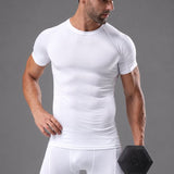 SparkNine Aeroflex heren sport t-shirt - strakke & aansluitende fit - 3XL - wit - ademend & sneldrogend - elastisch