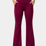 SparkNine Horizon flare broek - dames legging met zakken - petite pijplengte - M - rood - hoge taille - stijlvol & elastisch - sportlegging