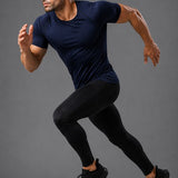 SparkNine Aeroflex heren sport t-shirt - strakke & aansluitende fit - M - blauw - ademend & sneldrogend - elastisch