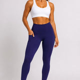SparkNine Pacepocket dames sportlegging - met handige zakken - XS - blauw - hoge taille - elastisch - squatproof - niet doorschijnend