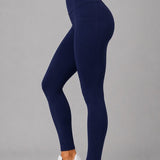 SparkNine Softflex zachte legging met zakken - dames sportlegging - comfy legging - S - blauw - hoge taille - elastisch - zacht materiaal - comfortabel