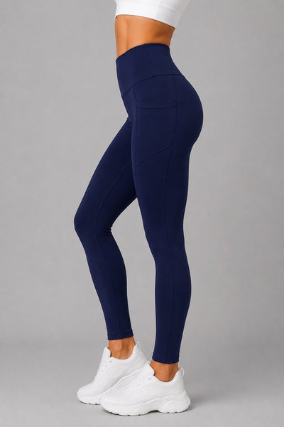SparkNine Softflex zachte legging met zakken - dames sportlegging - comfy legging - S - blauw - hoge taille - elastisch - zacht materiaal - comfortabel