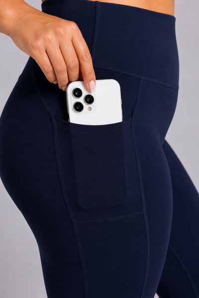 SparkNine Softcurve plus size legging - met zijzakken - 4XL - blauw - zachte stof - ademend - niet doorschijnend