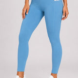 SparkNine Softflex zachte legging met zakken - dames sportlegging - comfy legging - M - lichtblauw - hoge taille - elastisch - zacht materiaal - comfortabel