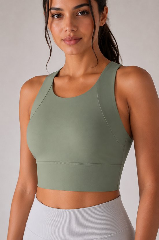 SparkNine Coreshield sportbeha - met ingebouwde pads - XL - legergroen - push-up sport-bh - high impact ondersteuning - push-up - ademend