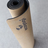 Yogamat Kurk Premium Ecoyogi - 185 x 61 x 0,4 cm (incl. draagriem) - zorgt juist bij vochtige omstandigheden voor betere grip - anti-slip natuurrubber aan de onderzijde