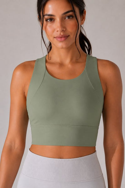 SparkNine Coreshield sportbeha - met ingebouwde pads - XL - legergroen - push-up sport-bh - high impact ondersteuning - push-up - ademend