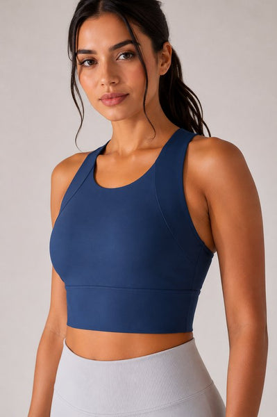SparkNine Coreshield sportbeha - met ingebouwde pads - S - blauw - push-up sport-bh - high impact ondersteuning - push-up - ademend