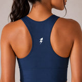 SparkNine Coreshield sportbeha - met ingebouwde pads - L - blauw - push-up sport-bh - high impact ondersteuning - push-up - ademend