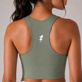 SparkNine Coreshield sportbeha - met ingebouwde pads - XL - legergroen - push-up sport-bh - high impact ondersteuning - push-up - ademend