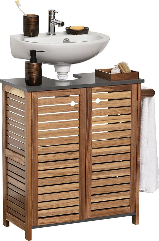 Badkamermeubel-set Acacia - combinatieset Wastafelonderkast met Kolomkast