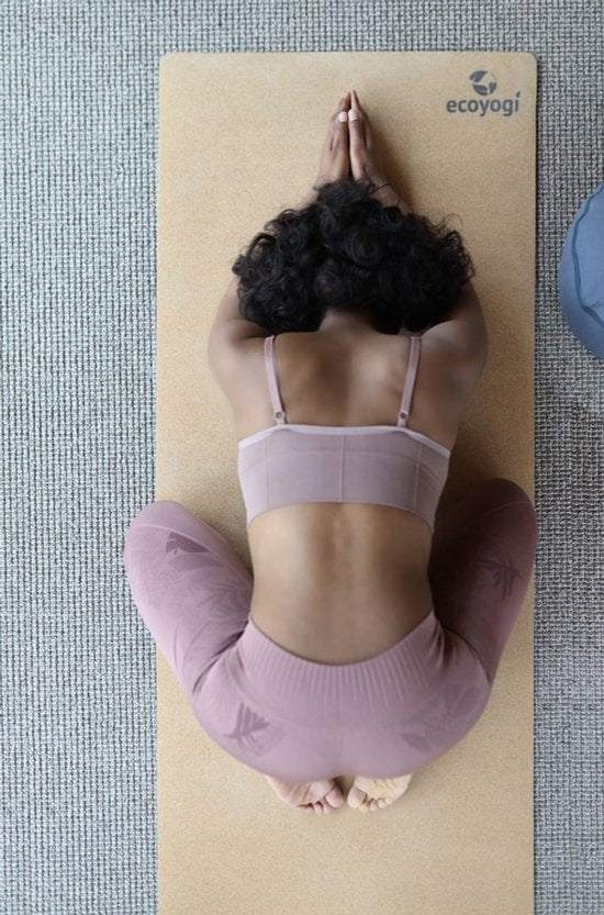 Yogamat Kurk Premium Ecoyogi - 185 x 61 x 0,4 cm (incl. draagriem) - zorgt juist bij vochtige omstandigheden voor betere grip - anti-slip natuurrubber aan de onderzijde
