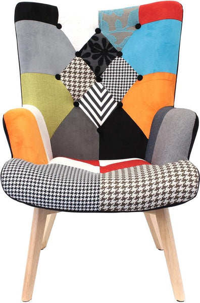 Helsinki Patchwork Bont Fauteuil Armleuning - Bont gekleurd