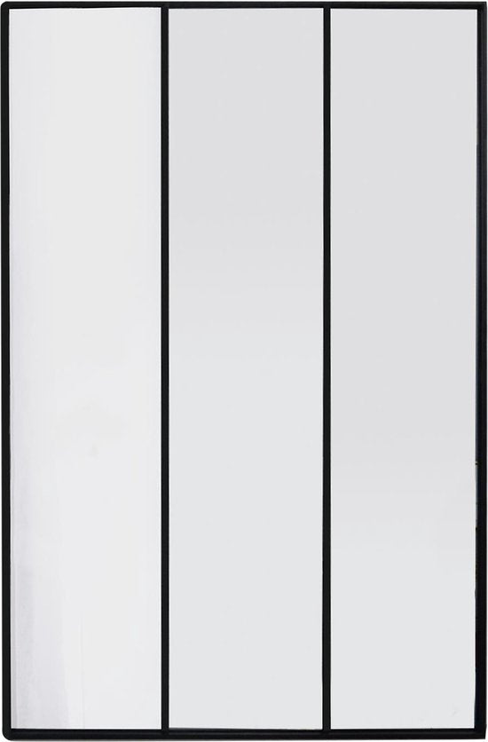 4goodz Wandspiegel Raam-Drieluik van Metaal – 75 × 115 cm – Zwart